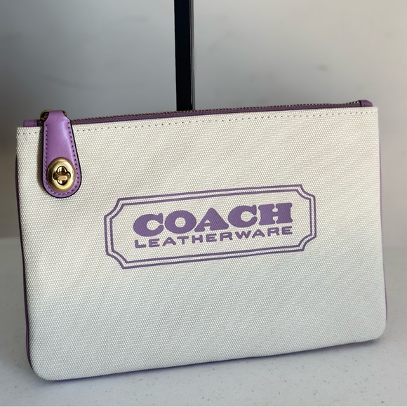 Live Show Item | NWOT Coach Purple Canvas Pouch - Picture 1 of 1